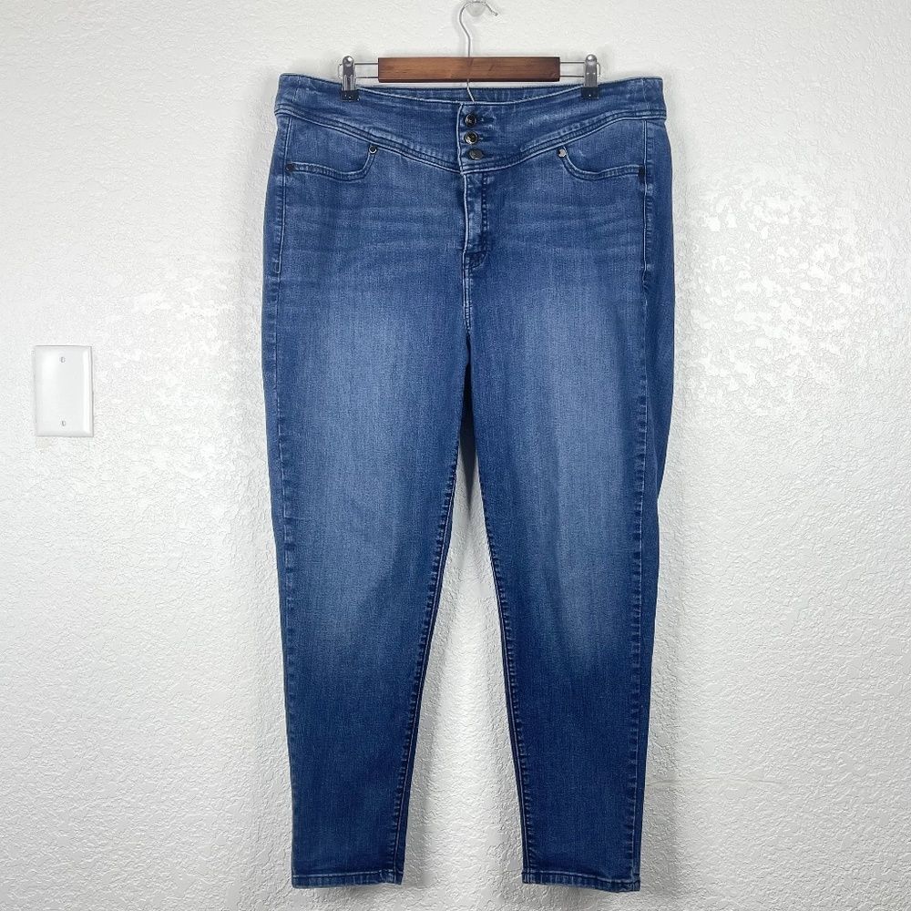 Lane Bryant High Waist Tummy Control 2-Button Stretch Skinny Jeans Plus Size 20